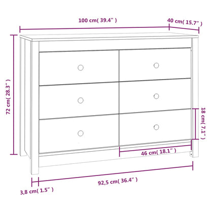 Armadietto Bianco 100x40x72 cm in Legno Massello di Pino | homemem39