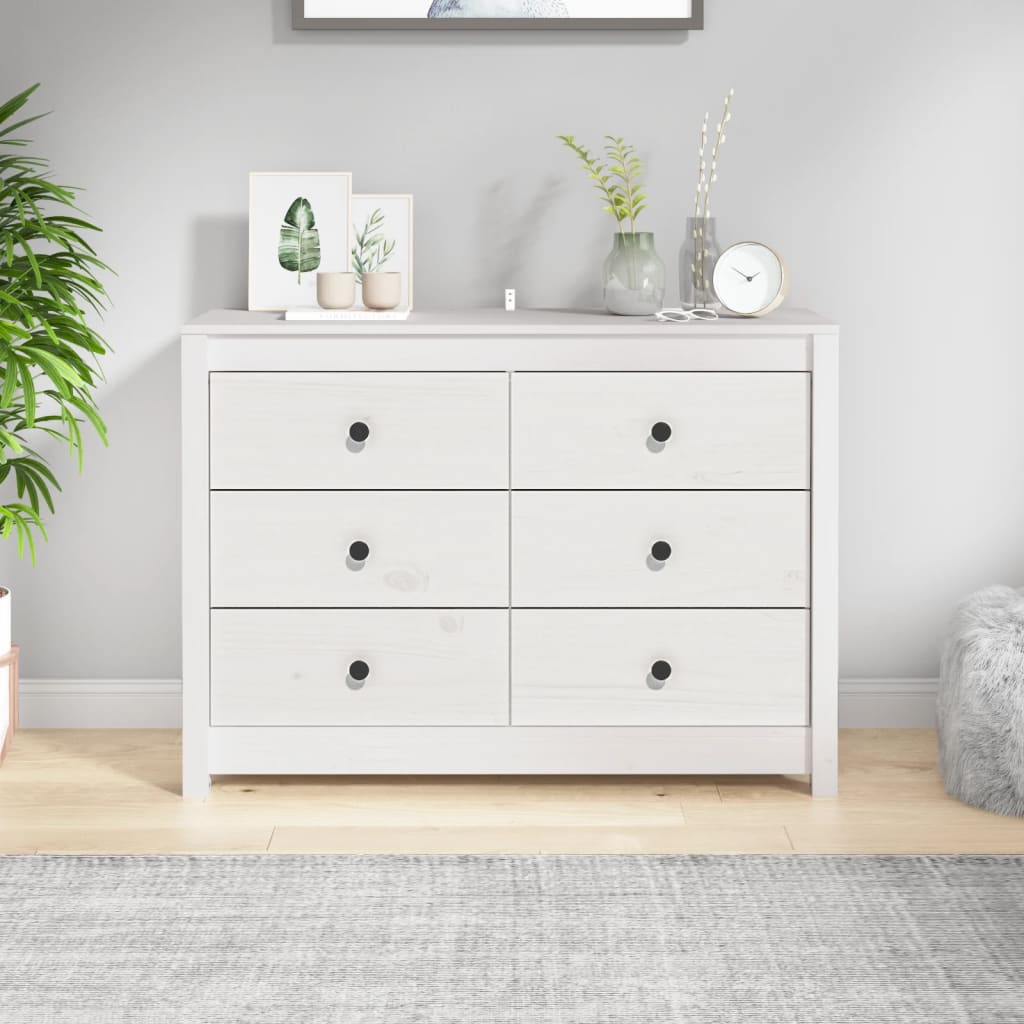 Armadietto Bianco 100x40x72 cm in Legno Massello di Pino | homemem39