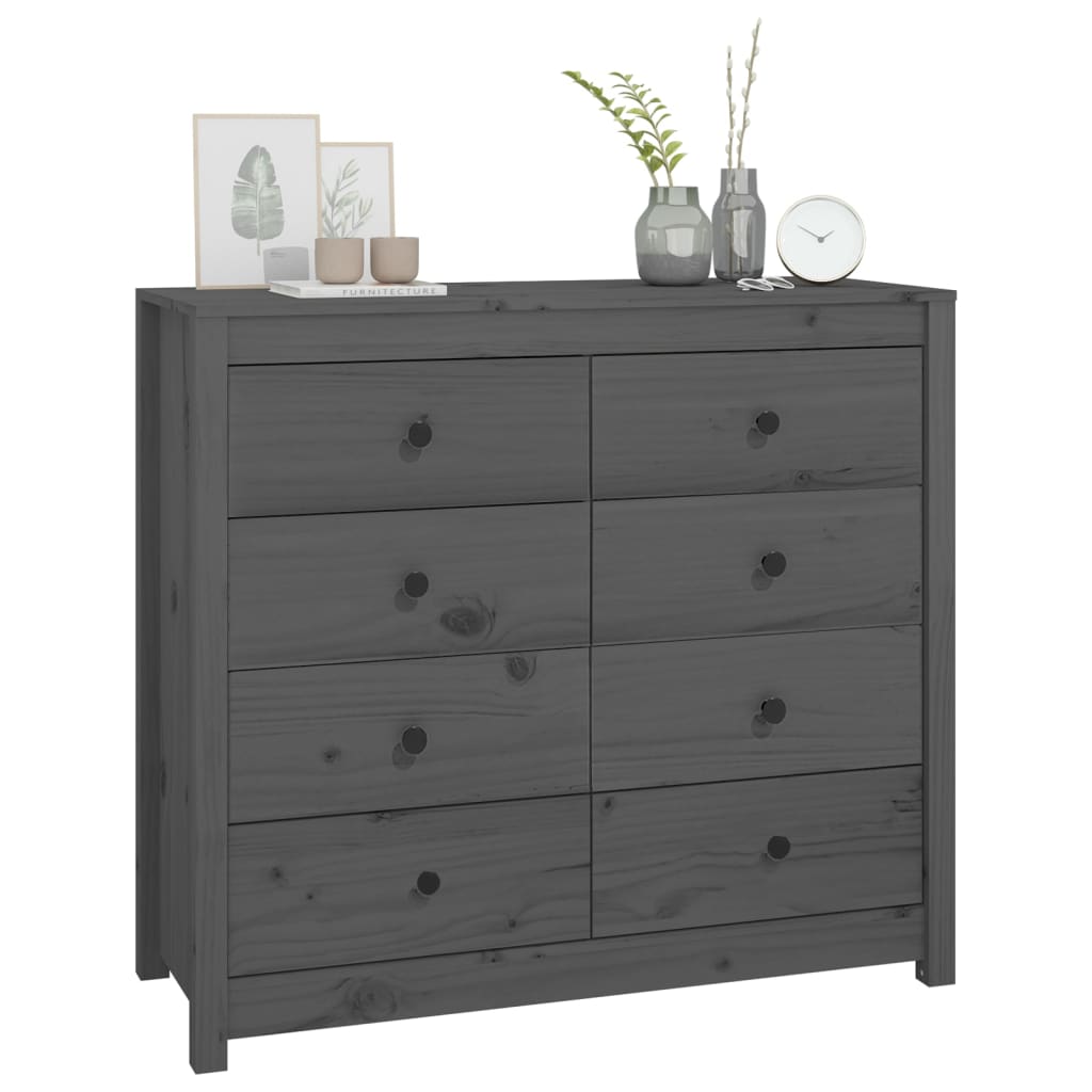 Armadietto Grigio 100x40x90 cm in Legno Massello di Pino - homemem39