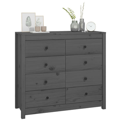 Armadietto Grigio 100x40x90 cm in Legno Massello di Pino - homemem39
