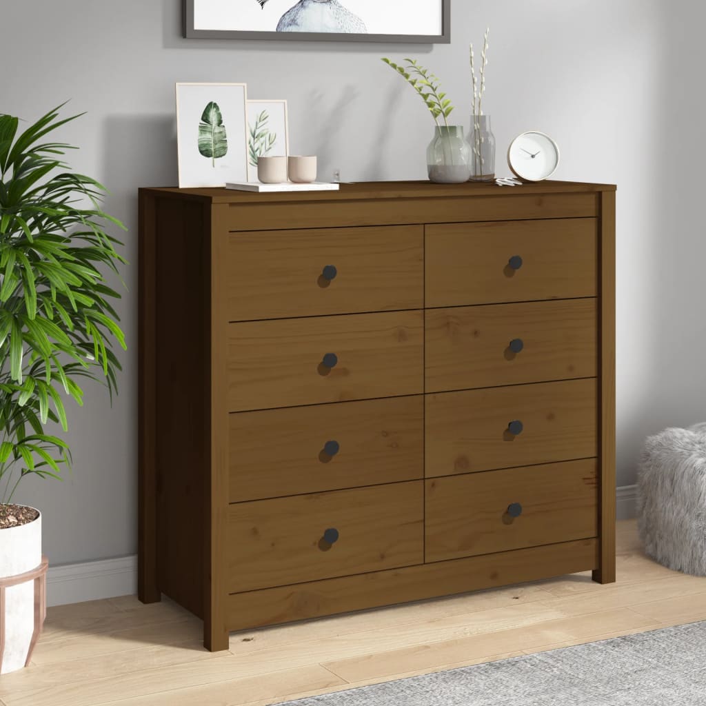 Armadietto Marrone Ambra 100x40x90 cm in Legno Massello di Pino - homemem39