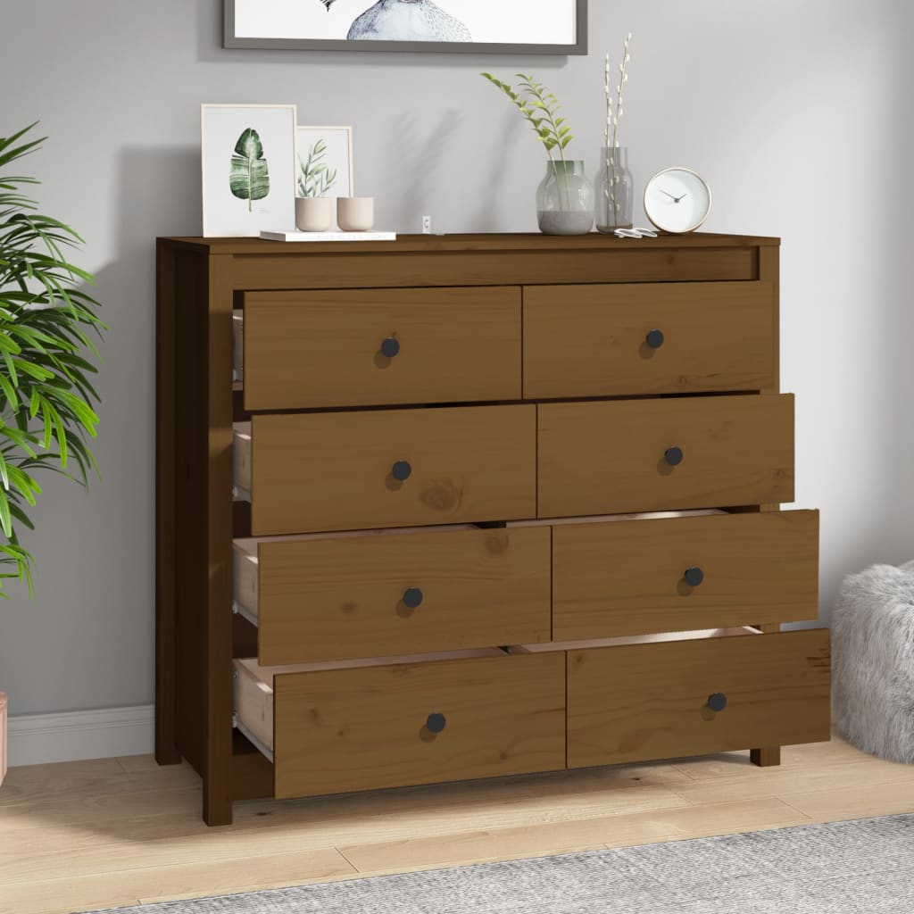 Armadietto Marrone Ambra 100x40x90 cm in Legno Massello di Pino - homemem39