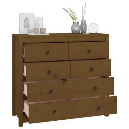 Armadietto Marrone Ambra 100x40x90 cm in Legno Massello di Pino - homemem39
