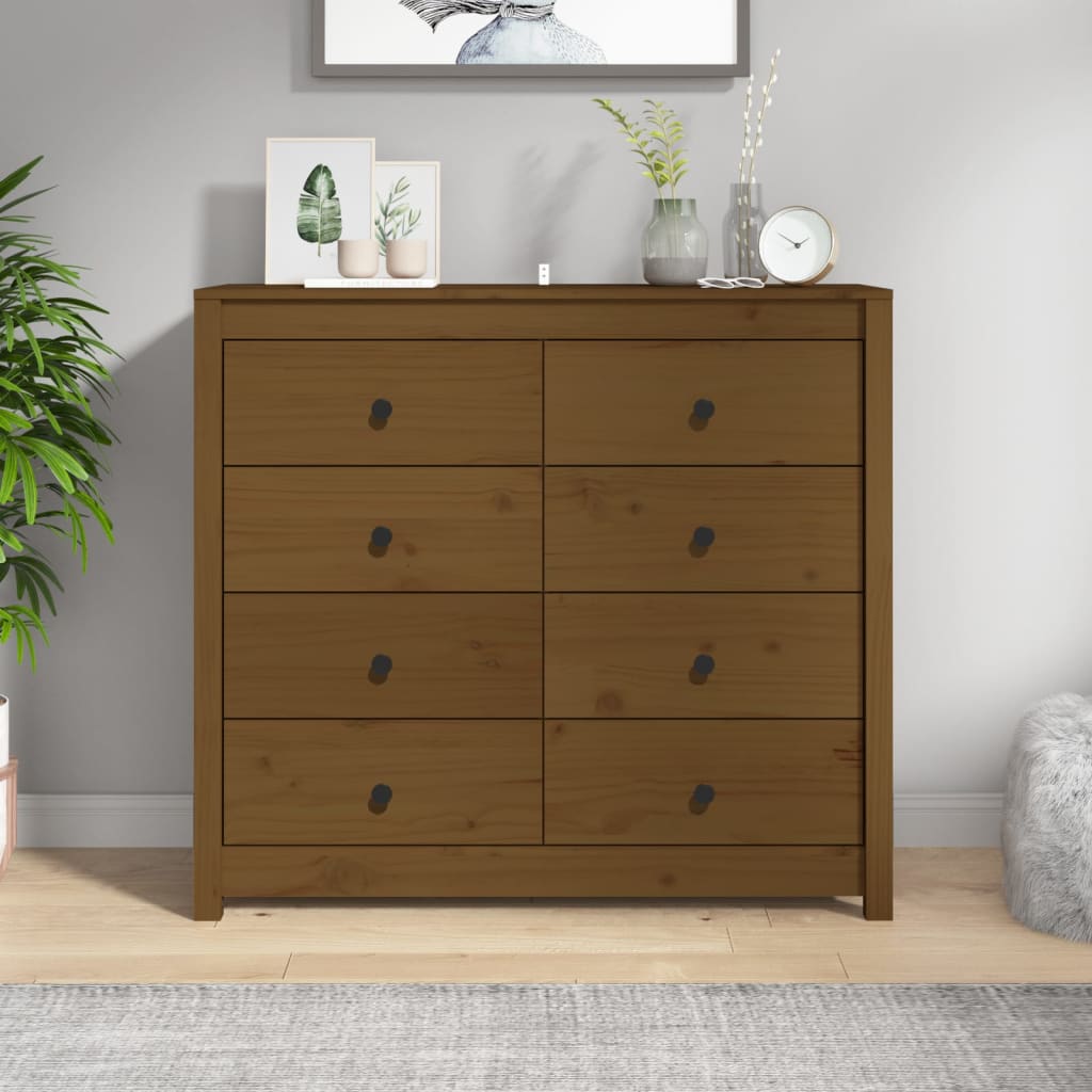 Armadietto Marrone Ambra 100x40x90 cm in Legno Massello di Pino - homemem39