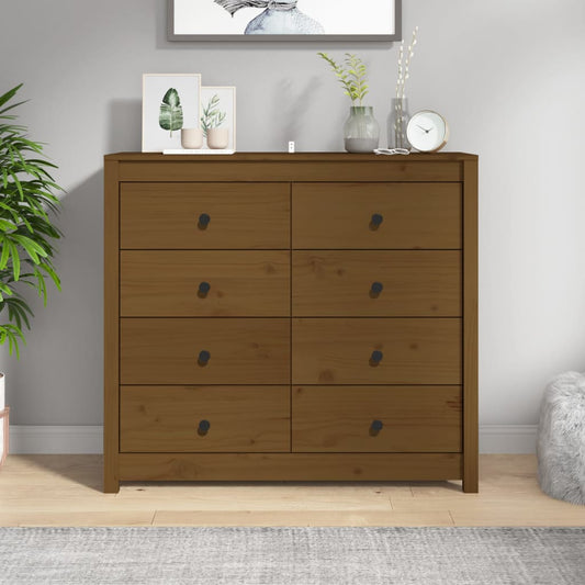 Armadietto Marrone Ambra 100x40x90 cm in Legno Massello di Pino - homemem39