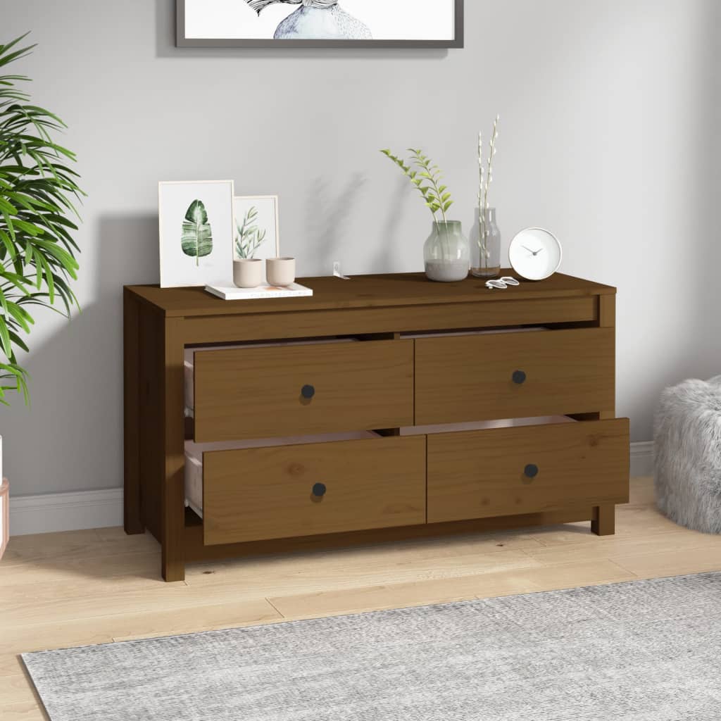 Armadietto Marrone Ambra 100x40x54 cm in Legno Massello di Pino - homemem39