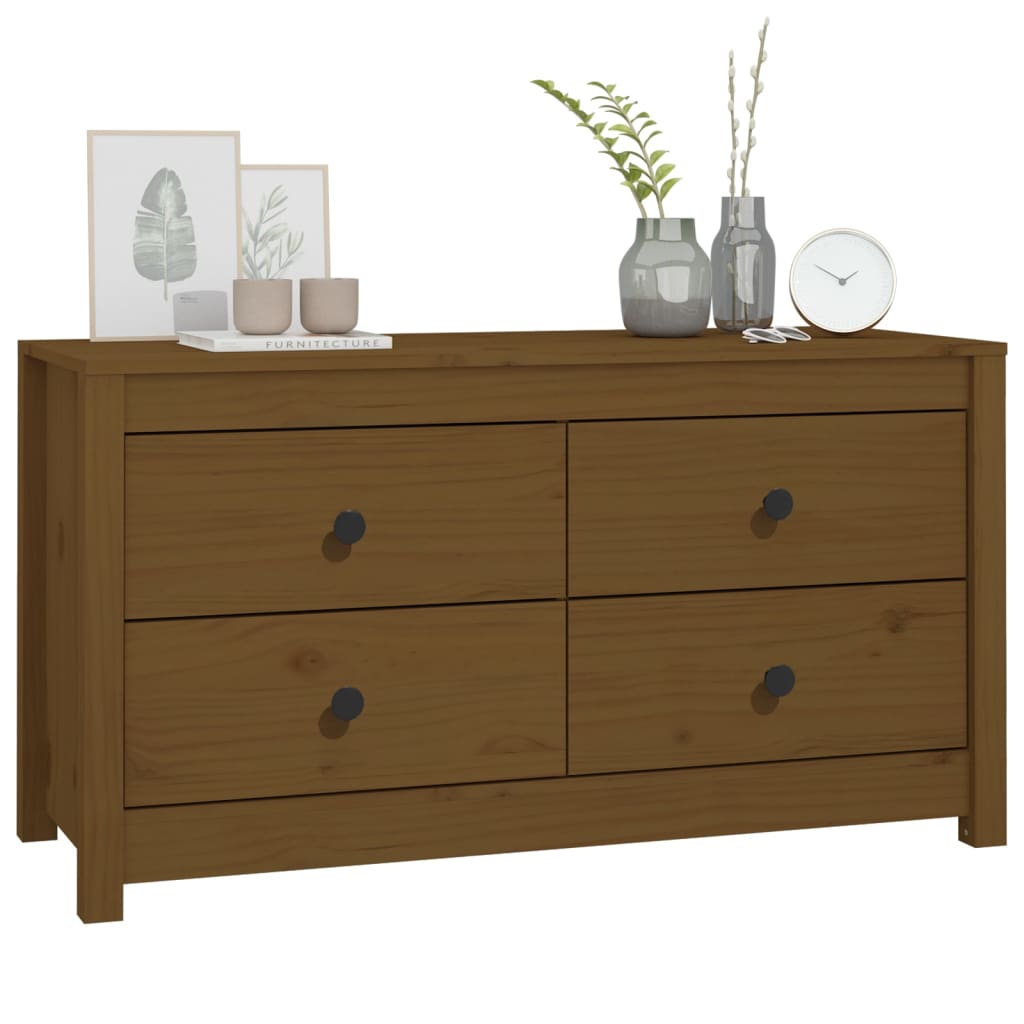 Armadietto Marrone Ambra 100x40x54 cm in Legno Massello di Pino - homemem39