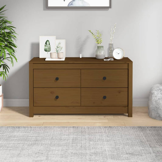 Armadietto Marrone Ambra 100x40x54 cm in Legno Massello di Pino - homemem39