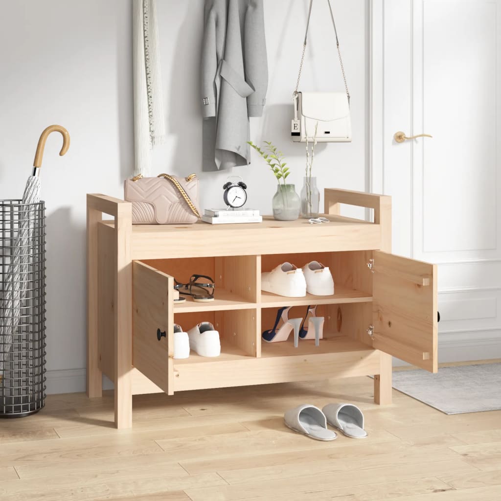 Panca da Ingresso 80x40x60 cm in Legno Massello di Pino | homemem39