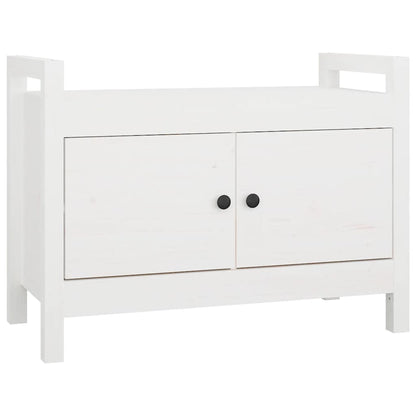 Panca da Ingresso Bianca 80x40x60 cm in Legno Massello di Pino | homemem39