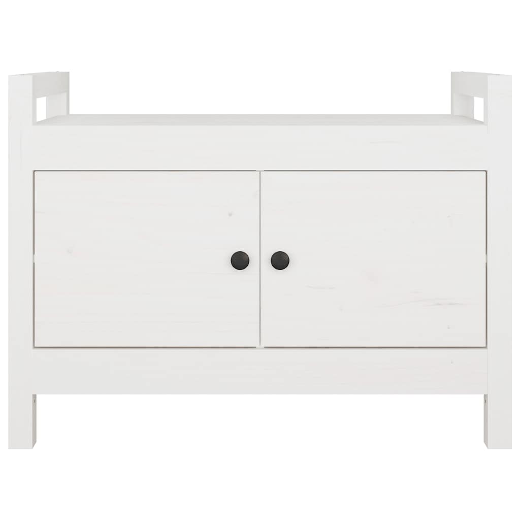 Panca da Ingresso Bianca 80x40x60 cm in Legno Massello di Pino