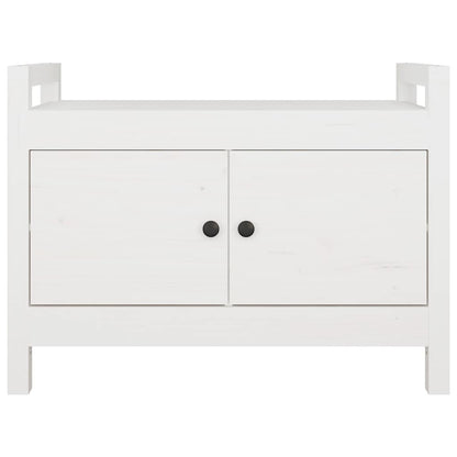 Panca da Ingresso Bianca 80x40x60 cm in Legno Massello di Pino