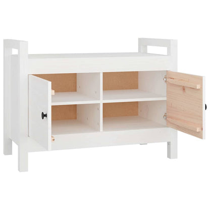 Panca da Ingresso Bianca 80x40x60 cm in Legno Massello di Pino | homemem39