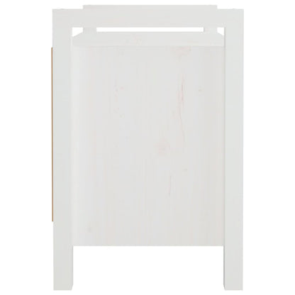 Panca da Ingresso Bianca 80x40x60 cm in Legno Massello di Pino - homemem39