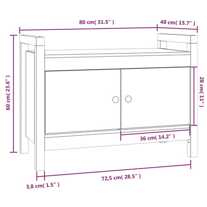 Panca da Ingresso Ambra 80x40x60 cm in Legno Massello di Pino - homemem39