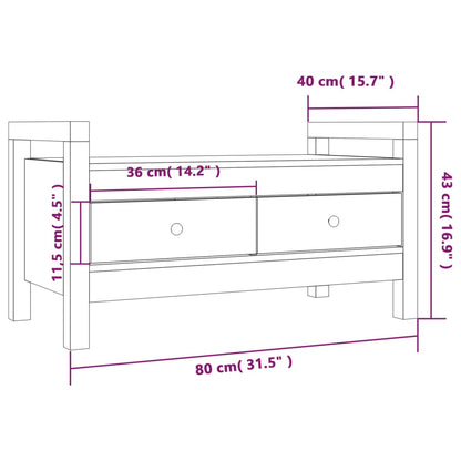 Panca da Ingresso 80x40x43 cm in Legno Massello di Pino