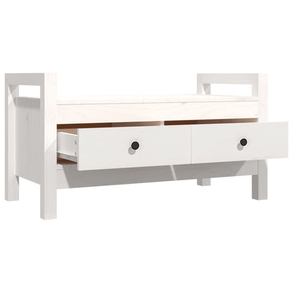 Panca da Ingresso Bianca 80x40x43 cm in Legno Massello di Pino - homemem39