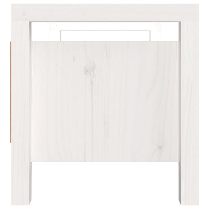 Panca da Ingresso Bianca 80x40x43 cm in Legno Massello di Pino - homemem39