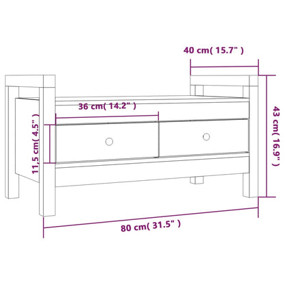 Panca da Ingresso Bianca 80x40x43 cm in Legno Massello di Pino - homemem39