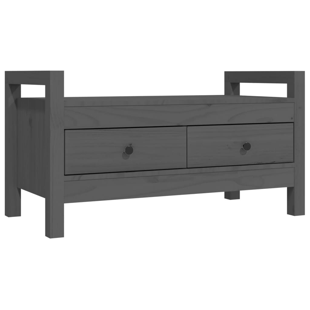 Panca da Ingresso Grigio 80x40x43 cm in Legno Massello di Pino | homemem39