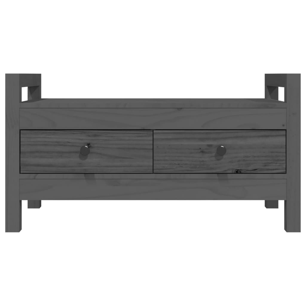 Panca da Ingresso Grigio 80x40x43 cm in Legno Massello di Pino | homemem39