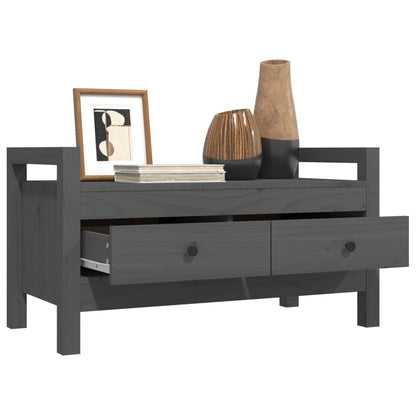 Panca da Ingresso Grigio 80x40x43 cm in Legno Massello di Pino | homemem39