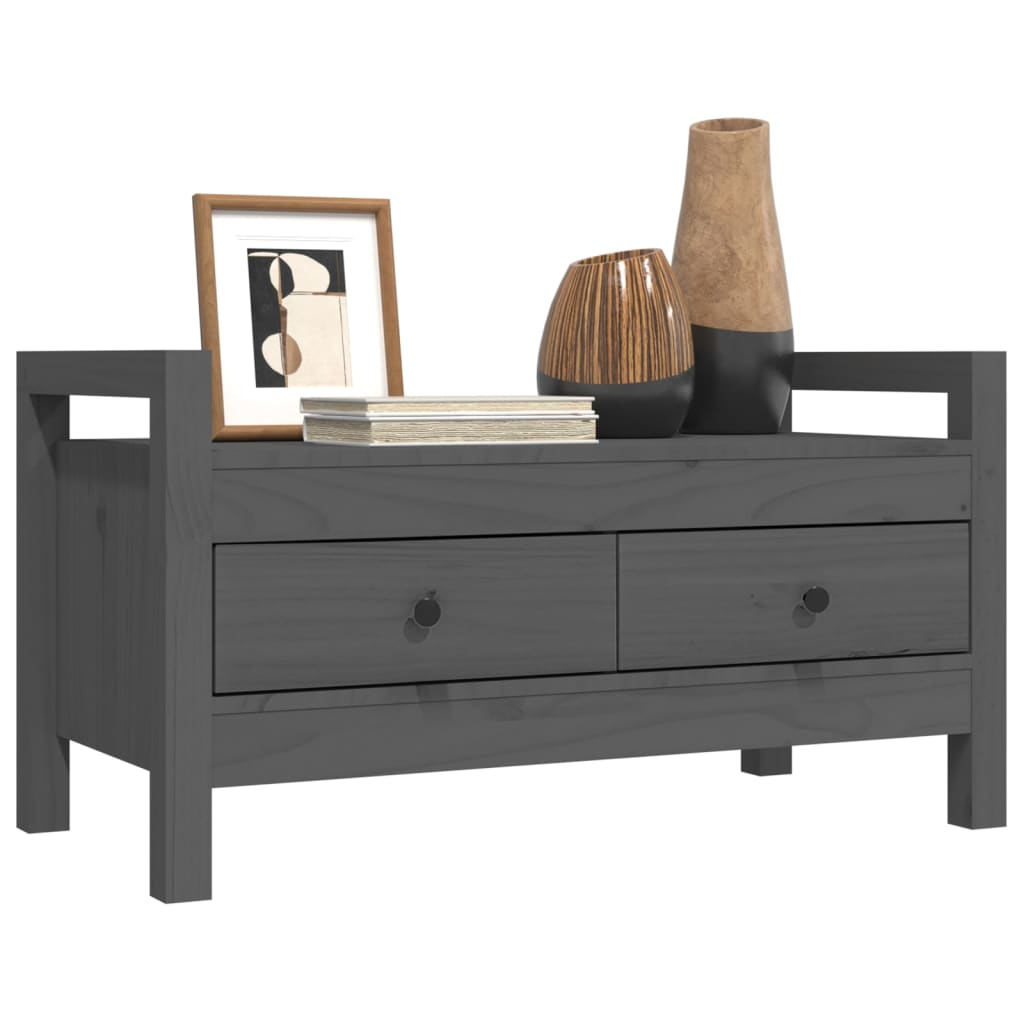 Panca da Ingresso Grigio 80x40x43 cm in Legno Massello di Pino | homemem39