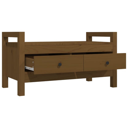 Panca da Ingresso Ambra 80x40x43 cm in Legno Massello di Pino - homemem39