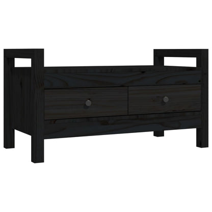 Panca da Ingresso Nero 80x40x43 cm in Legno Massello di Pino - homemem39