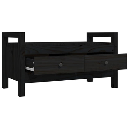 Panca da Ingresso Nero 80x40x43 cm in Legno Massello di Pino - homemem39