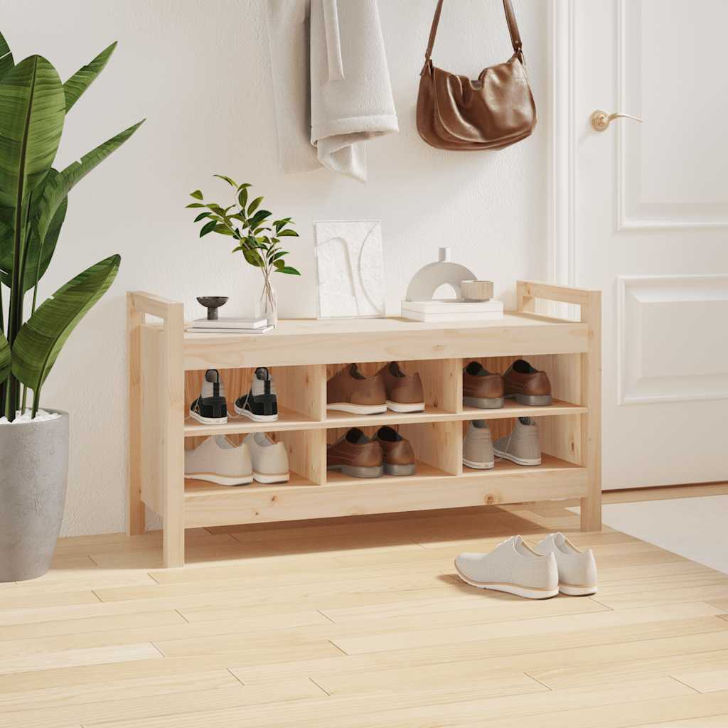 Panca da Ingresso 110x40x60 cm in Legno Massello di Pino | homemem39
