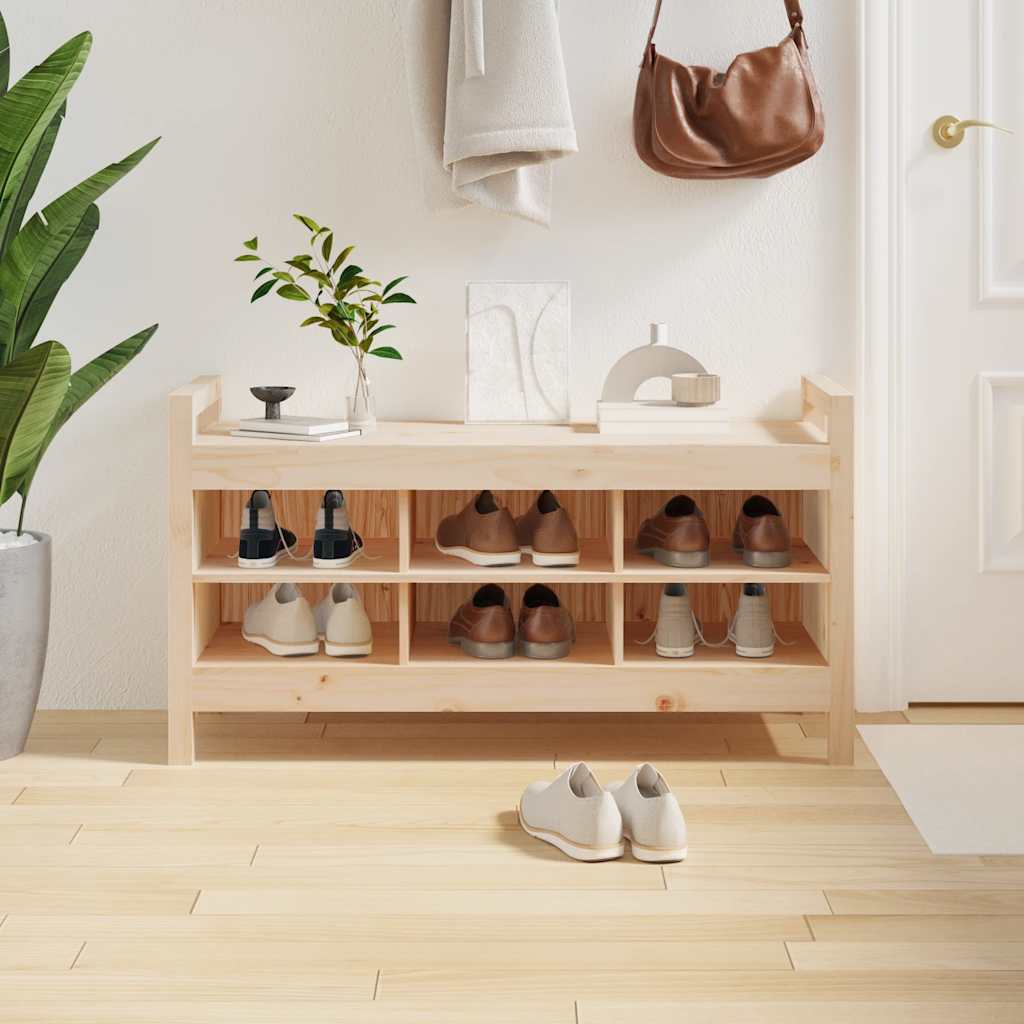 Panca da Ingresso 110x40x60 cm in Legno Massello di Pino | homemem39