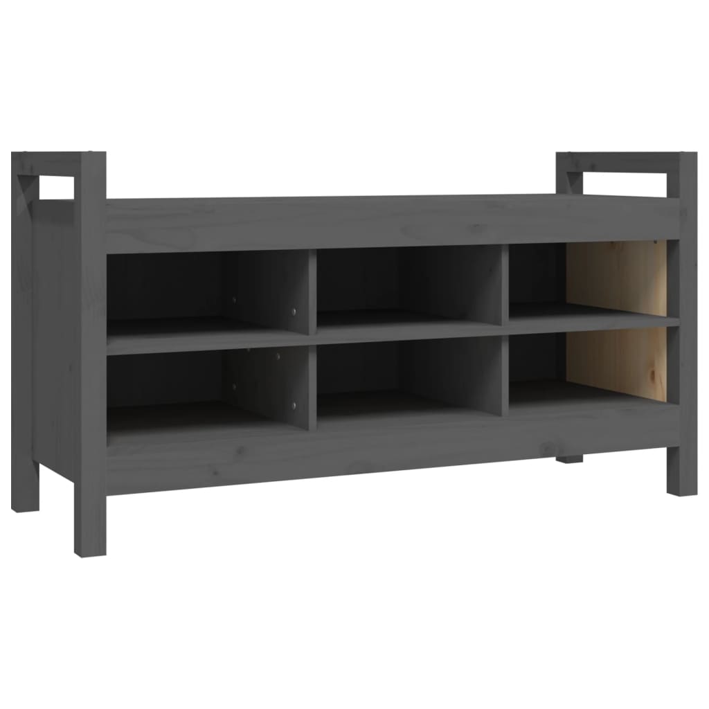 Panca da Ingresso Grigia 110x40x60 cm in Legno Massello di Pino - homemem39