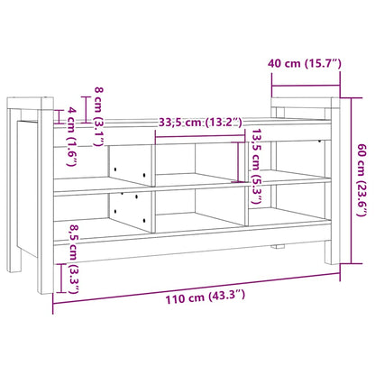Panca da Ingresso Grigia 110x40x60 cm in Legno Massello di Pino
