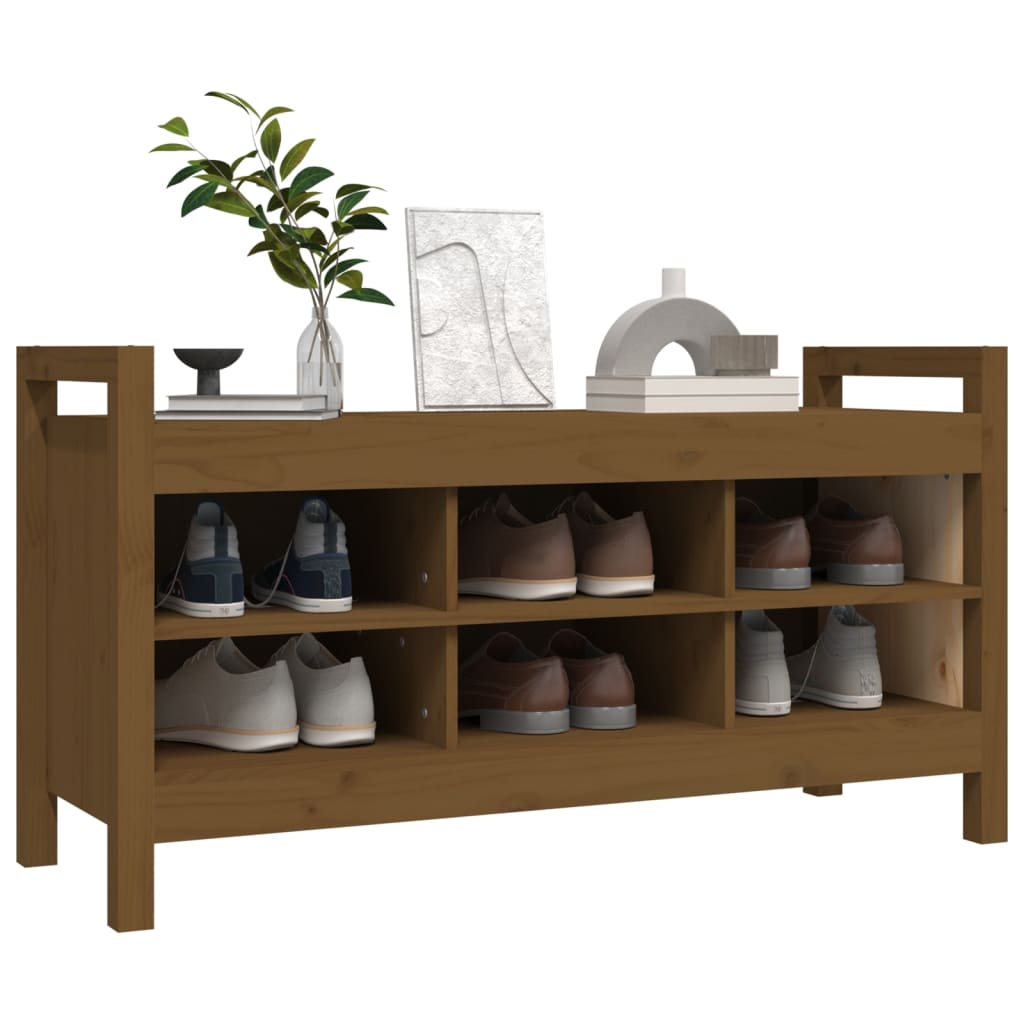 Panca da Ingresso Ambra 110x40x60 cm in Legno Massello di Pino - homemem39