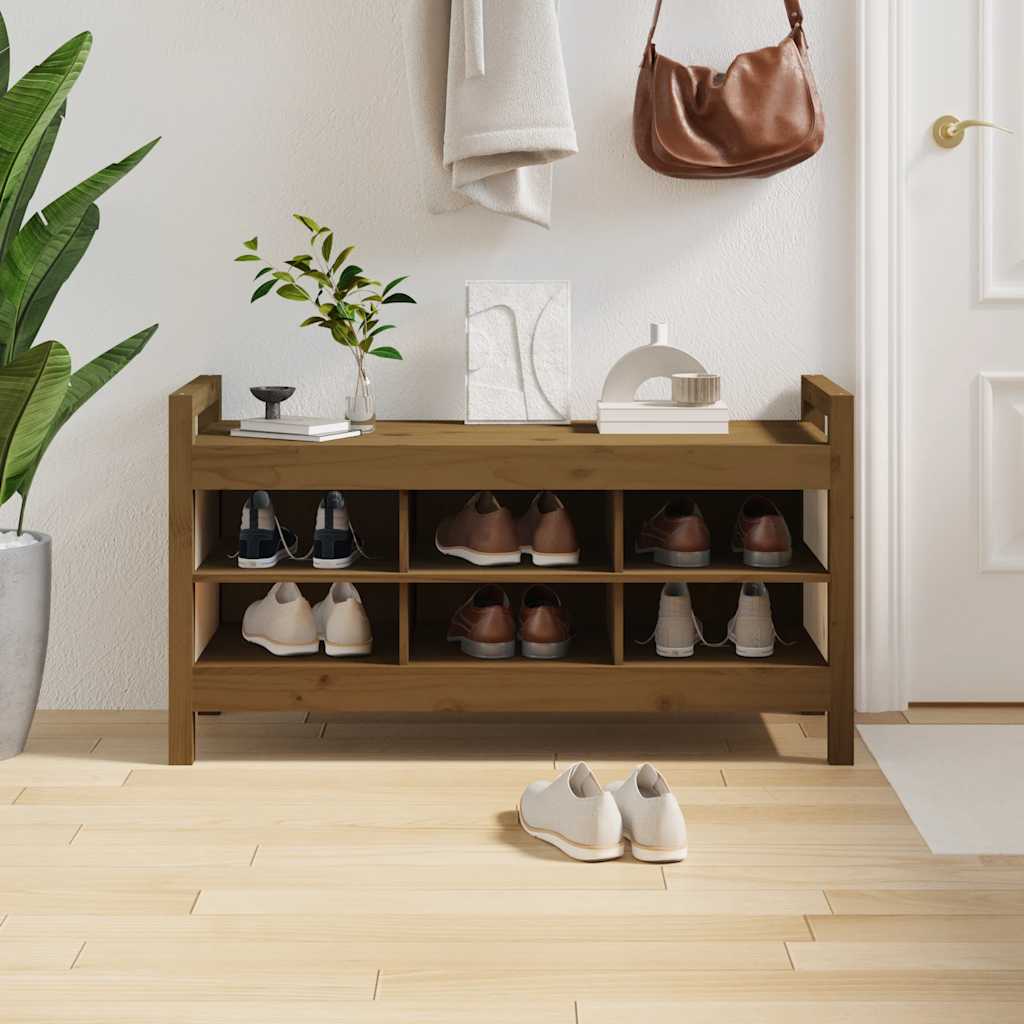 Panca da Ingresso Ambra 110x40x60 cm in Legno Massello di Pino