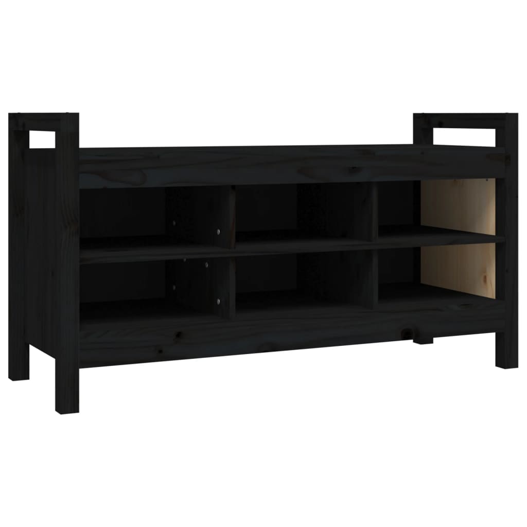 Panca da Ingresso Nero 110x40x60 cm in Legno Massello di Pino - homemem39