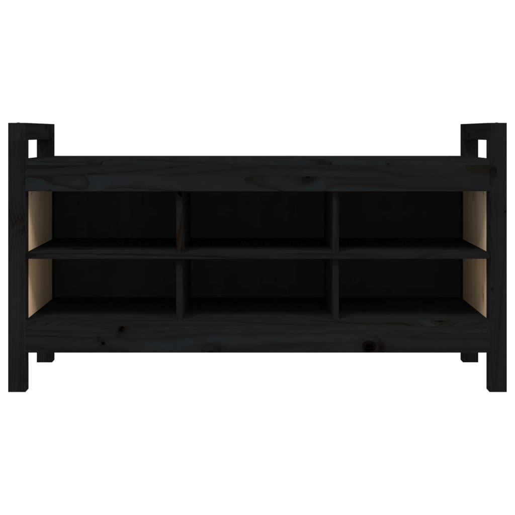 Panca da Ingresso Nero 110x40x60 cm in Legno Massello di Pino - homemem39