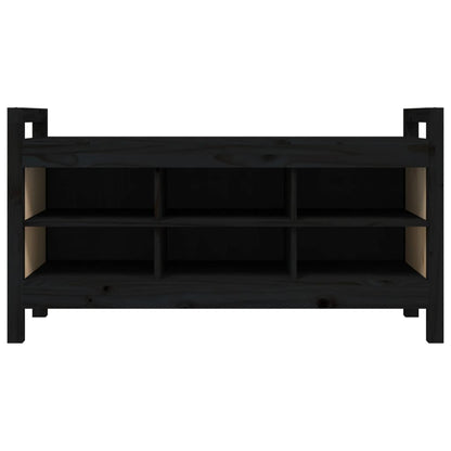 Panca da Ingresso Nero 110x40x60 cm in Legno Massello di Pino - homemem39