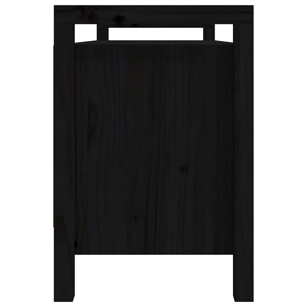 Panca da Ingresso Nero 110x40x60 cm in Legno Massello di Pino | homemem39