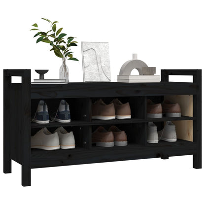 Panca da Ingresso Nero 110x40x60 cm in Legno Massello di Pino - homemem39