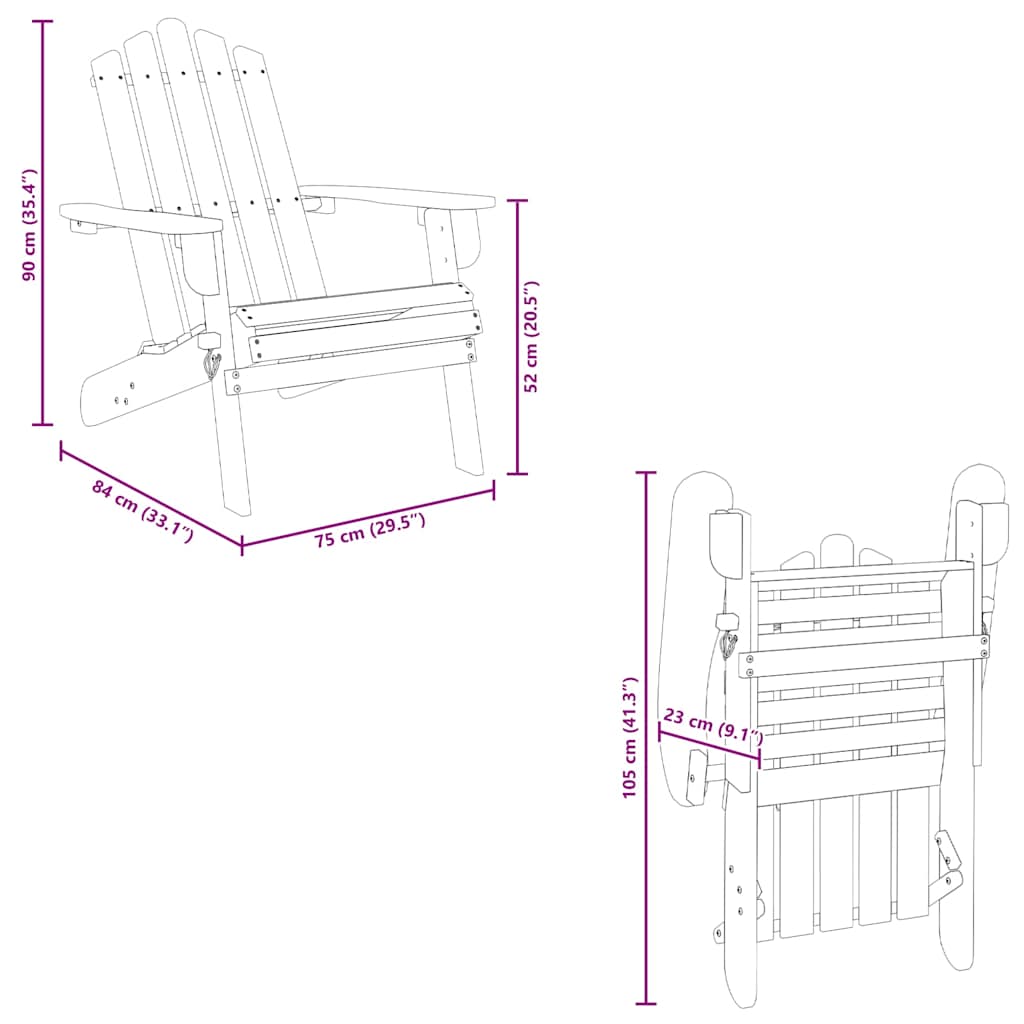 Sedie da Giardino Adirondack 2pz in Legno Massello di Acacia - homemem39