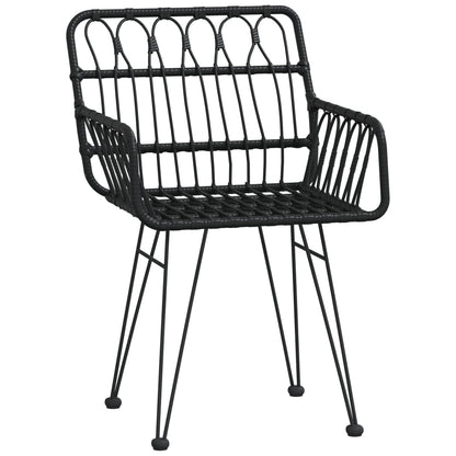 Sedie da Giardino 2pz con Braccioli Nero 56x64x80 cm Rattan PE - homemem39