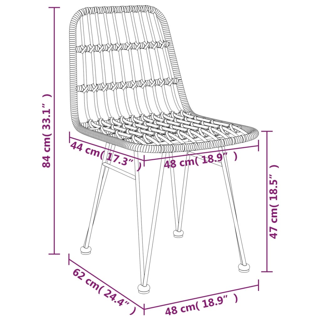 Sedie da Giardino 2pz Nere 48x62x84 cm Rattan PE - homemem39