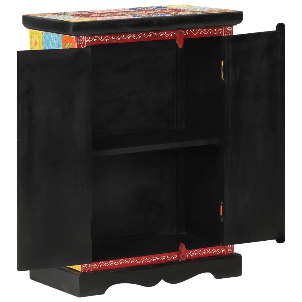 Credenza Dipinta Mano con Ante 53x30x75 cm Legno Massello Mango - homemem39