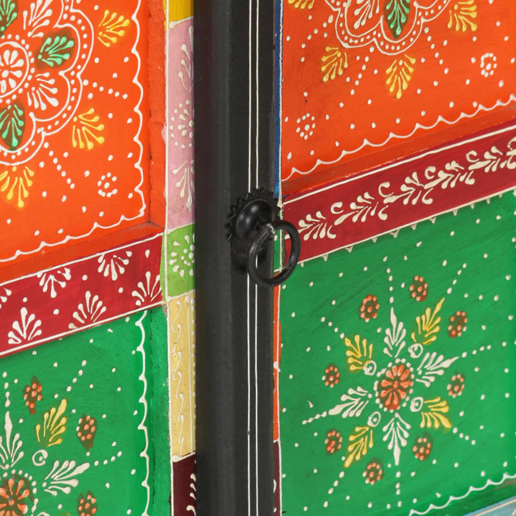 Credenza Dipinta Mano con Ante 53x30x75 cm Legno Massello Mango - homemem39