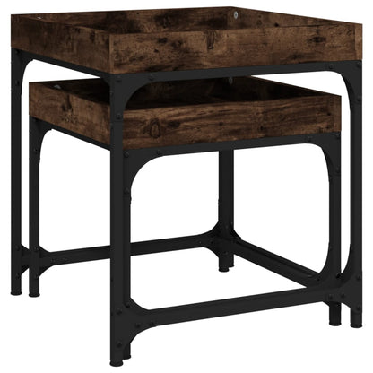 Tavolini 2 pz Rovere Fumo in Legno Multistrato | homemem39