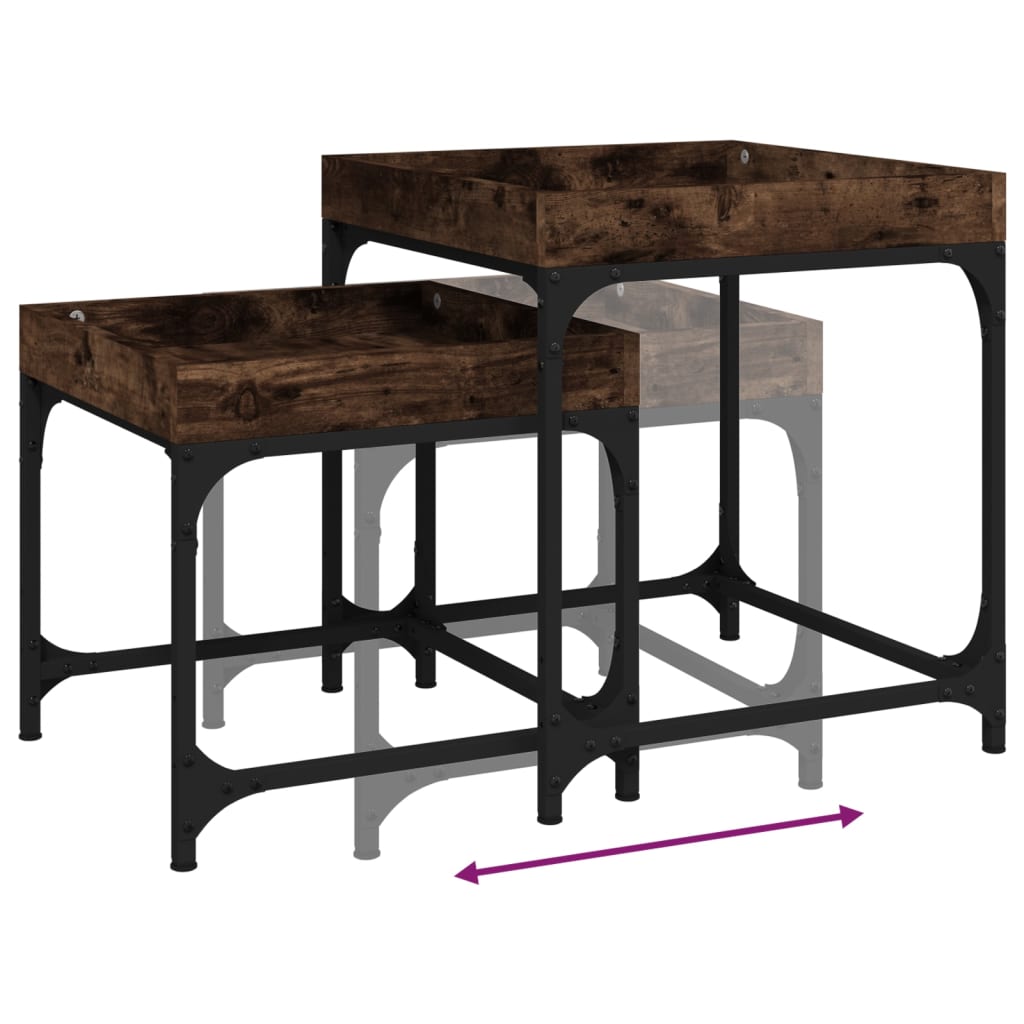 Tavolini 2 pz Rovere Fumo in Legno Multistrato | homemem39