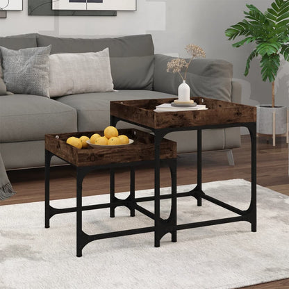 Tavolini 2 pz Rovere Fumo in Legno Multistrato | homemem39