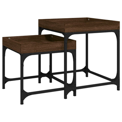 Tavolini 2 pz Rovere Marrone in Legno Multistrato | homemem39